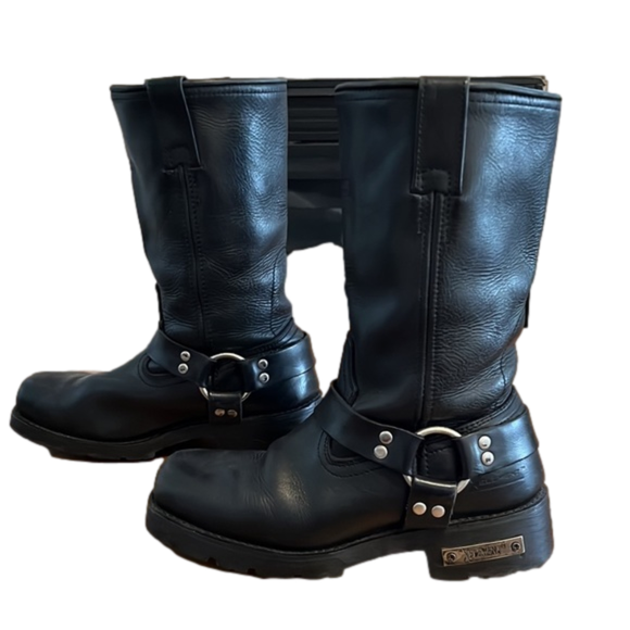 ELEMENT square toe black motorcycle boots. Barely worn. - Picture 1 of 9